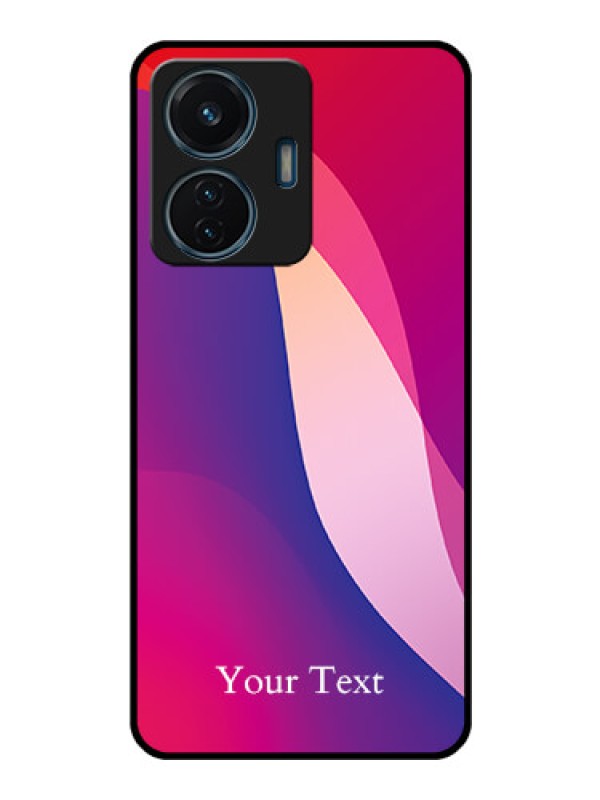 Custom Vivo T1 44W 4G Personalized Glass Phone Case - Digital abstract Overlap Design