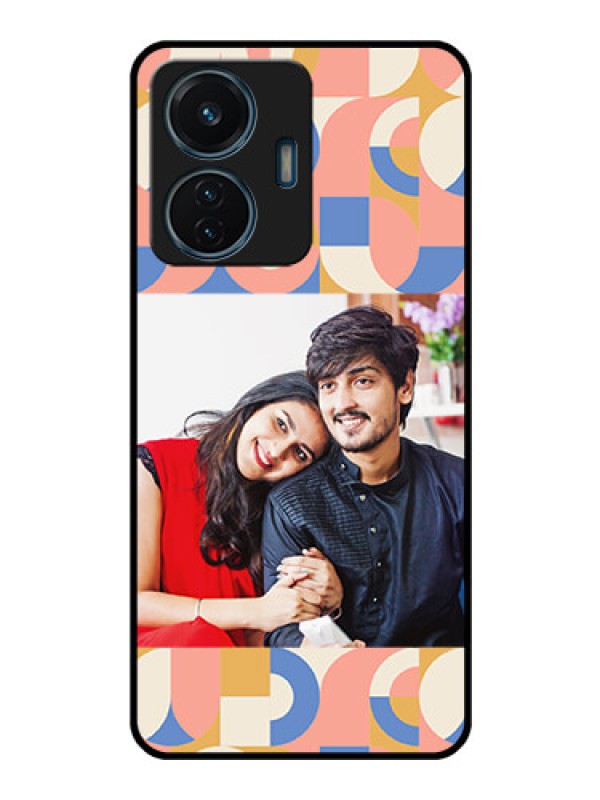 Custom Vivo T1 44W 4G Photo Printing on Glass Case - Semi-circle Maze Pattern Design