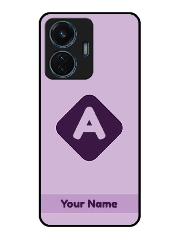 Custom Vivo T1 44W 4G Custom Glass Mobile Case - Custom Letter in curved badge Design