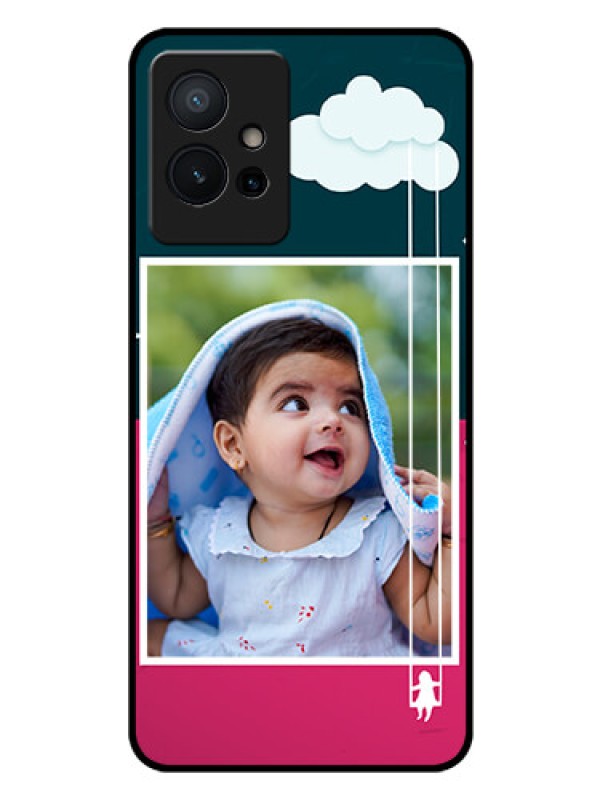Custom Vivo T1 5G Custom Glass Phone Case - Cute Girl with Cloud Design