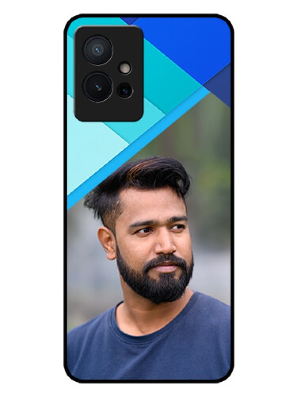 Custom Vivo T1 5G Custom Glass Phone Case - Blue Pattern Design