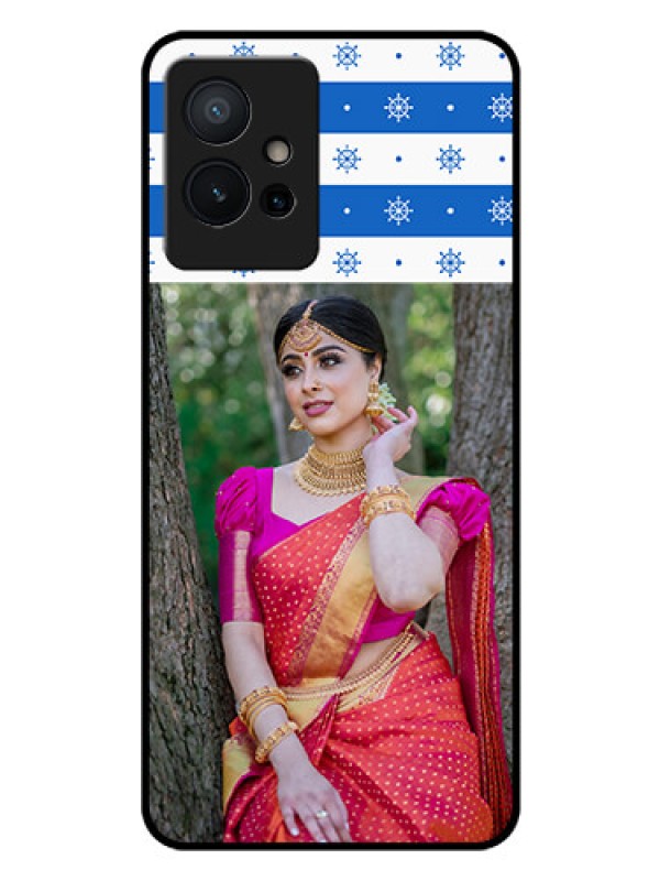 Custom Vivo T1 5G Photo Printing on Glass Case - Snow Pattern Design