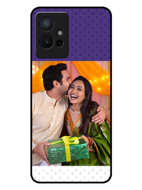 Custom Vivo T1 5G Personalized Glass Phone Case - Violet Pattern Design
