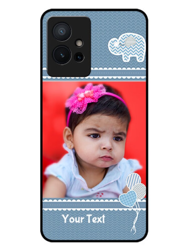 Custom Vivo T1 5G Photo Printing on Glass Case - with Kids Pattern Design