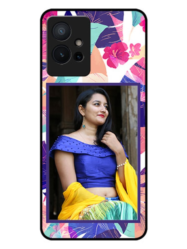 Custom Vivo T1 5G Custom Glass Mobile Case - Abstract Floral Design