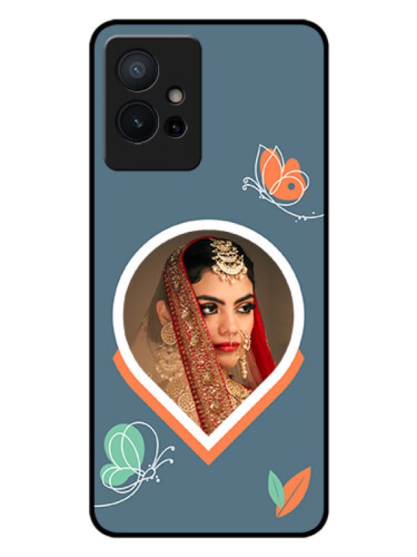 Custom Vivo T1 5G Custom Glass Mobile Case - Droplet Butterflies Design