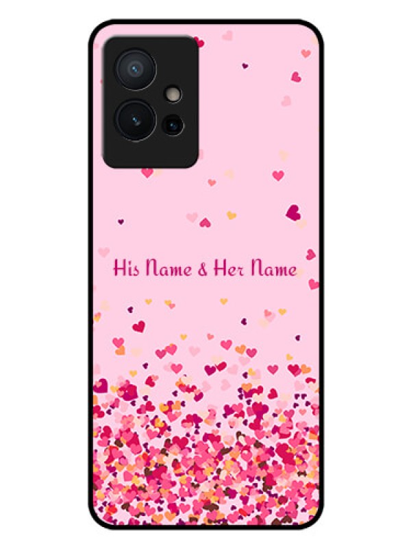 Custom Vivo T1 5G Photo Printing on Glass Case - Floating Hearts Design