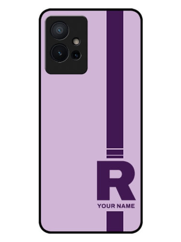 Custom Vivo T1 5G Photo Printing on Glass Case - Simple dual tone stripe with name Design