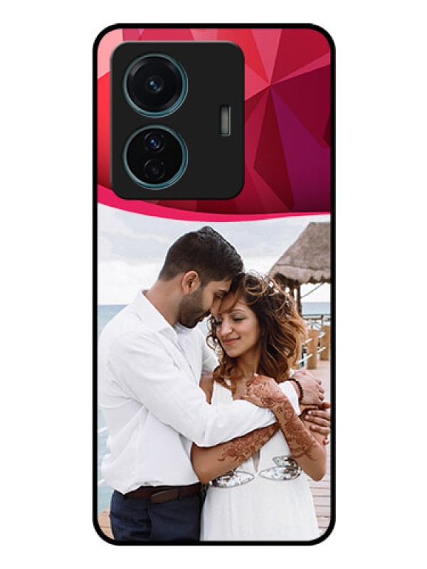 Custom Vivo T1 Pro 5G Custom Glass Mobile Case - Red Abstract Design