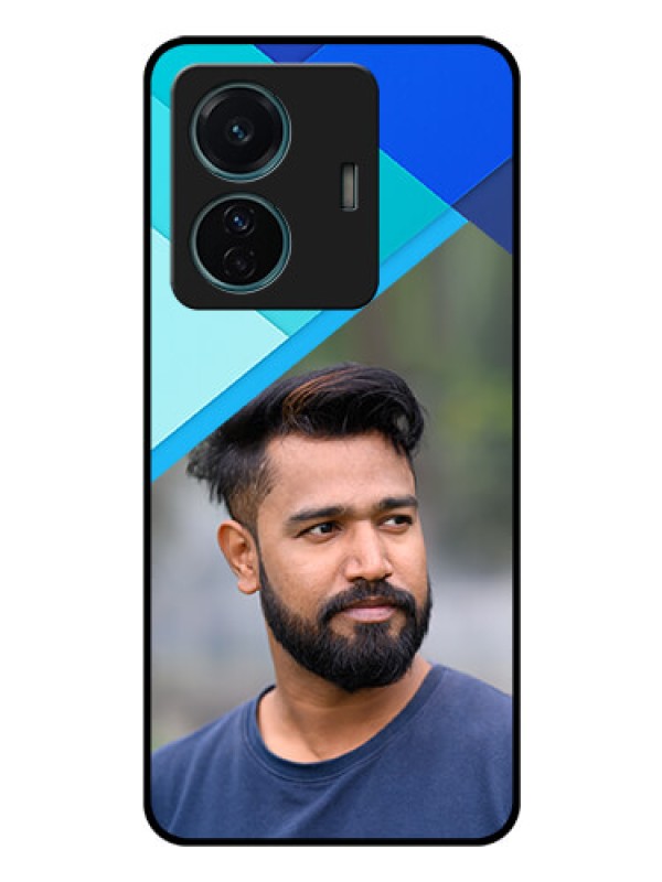 Custom Vivo T1 Pro 5G Custom Glass Phone Case - Blue Pattern Design