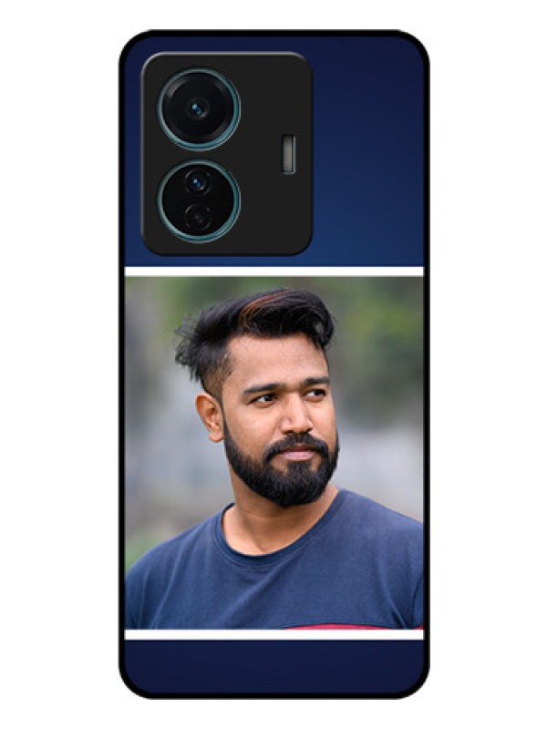 Custom Vivo T1 Pro 5G Personalized Glass Phone Case - Simple Royal Blue Design