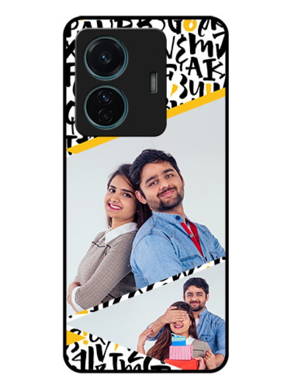 Custom Vivo T1 Pro 5G Custom Glass Mobile Case - Letters Pattern Design