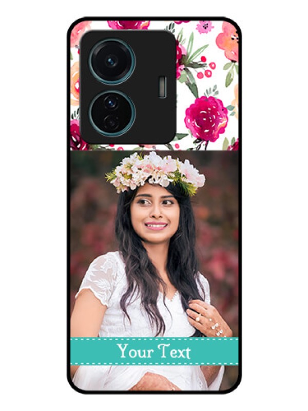Custom Vivo T1 Pro 5G Custom Glass Phone Case - Watercolor Floral Design