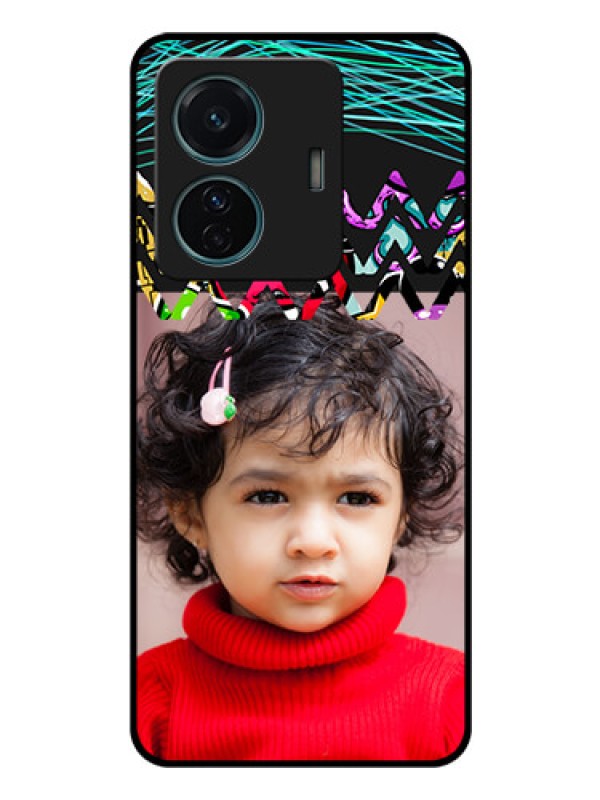 Custom Vivo T1 Pro 5G Personalized Glass Phone Case - Neon Abstract Design