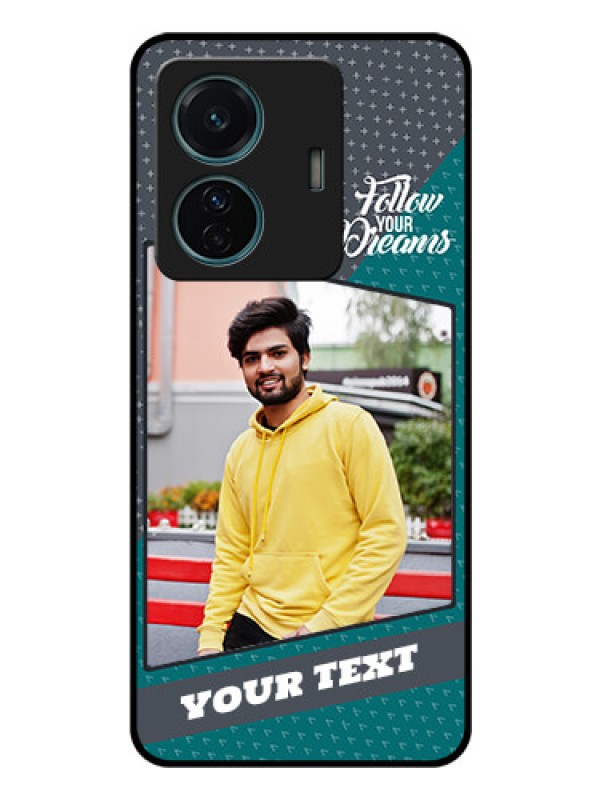 Custom Vivo T1 Pro 5G Personalized Glass Phone Case - Background Pattern Design with Quote
