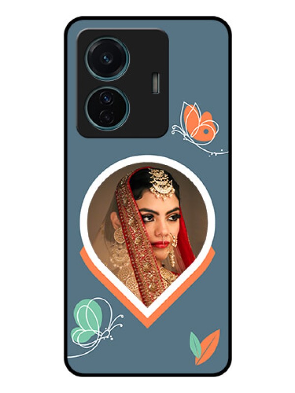Custom Vivo T1 Pro 5G Custom Glass Mobile Case - Droplet Butterflies Design