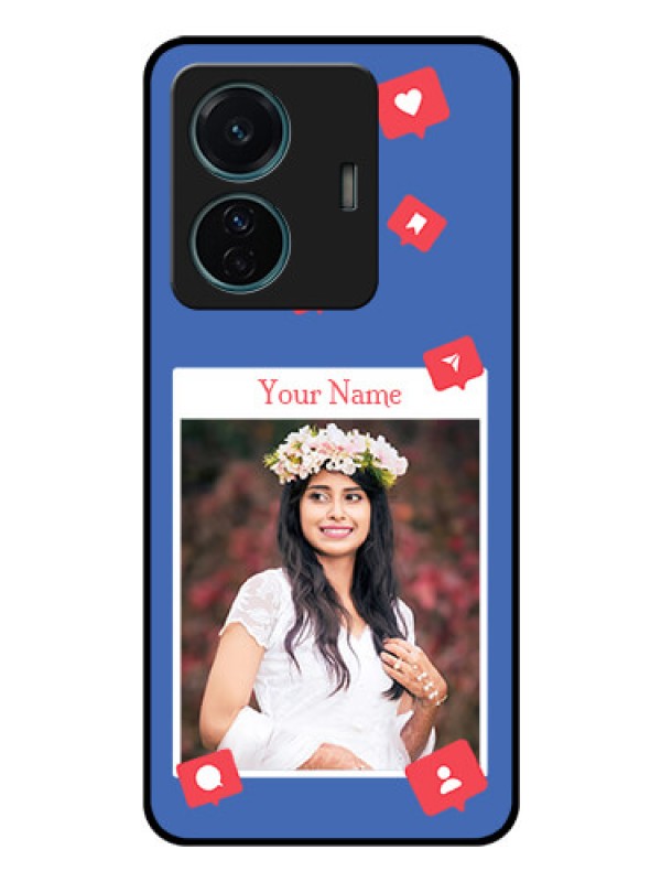 Custom Vivo T1 Pro 5G Custom Glass Phone Case - Like Share And Comment Design