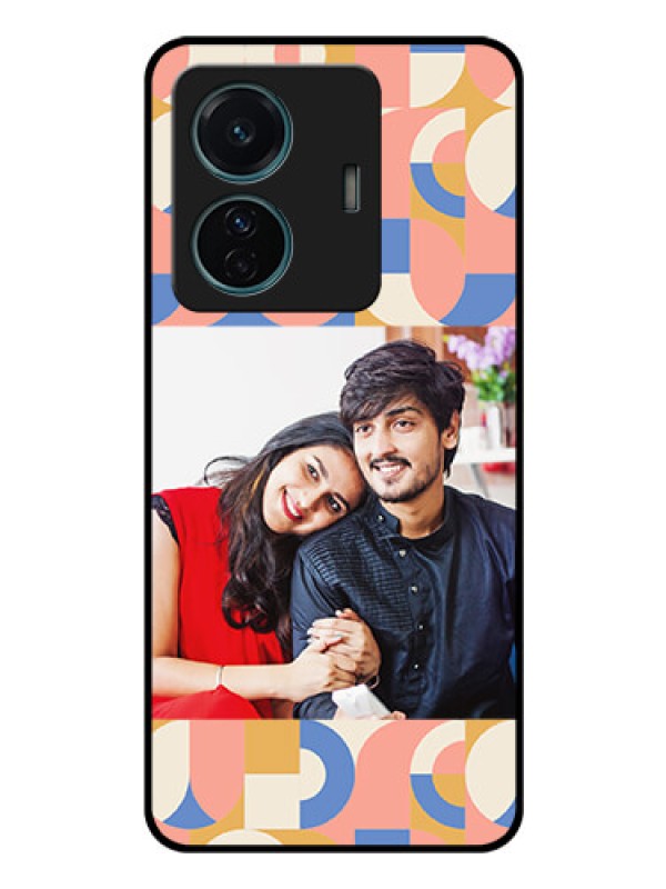 Custom Vivo T1 Pro 5G Photo Printing on Glass Case - Semi-circle Maze Pattern Design