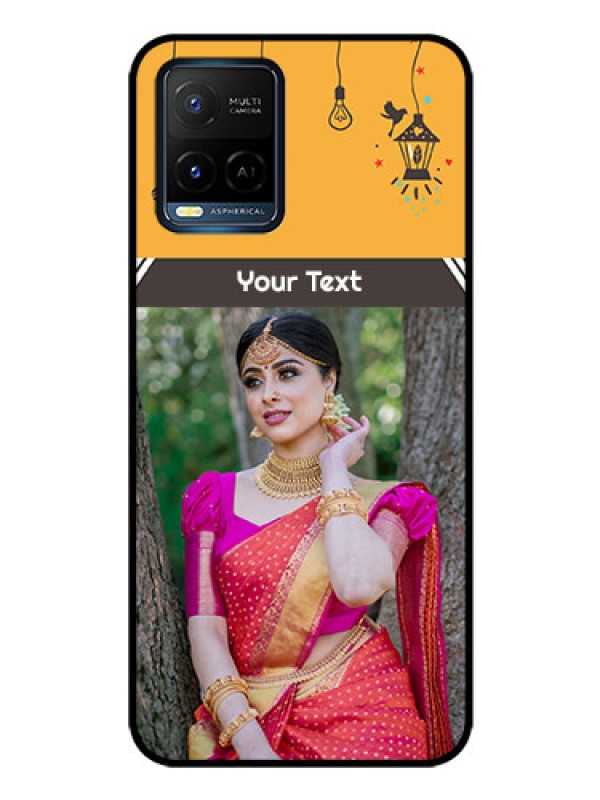 Custom Vivo T1X Custom Glass Mobile Case - with Family Picture and Icons