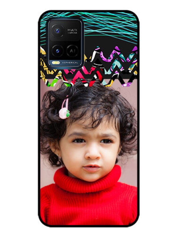 Custom Vivo T1X Personalized Glass Phone Case - Neon Abstract Design