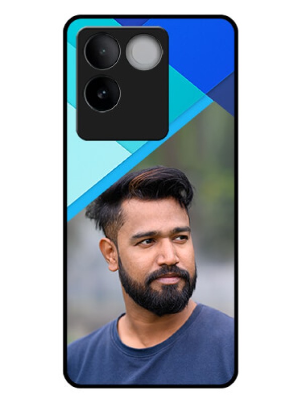 Custom Vivo T2 Pro 5G Custom Glass Phone Case - Blue Pattern Design