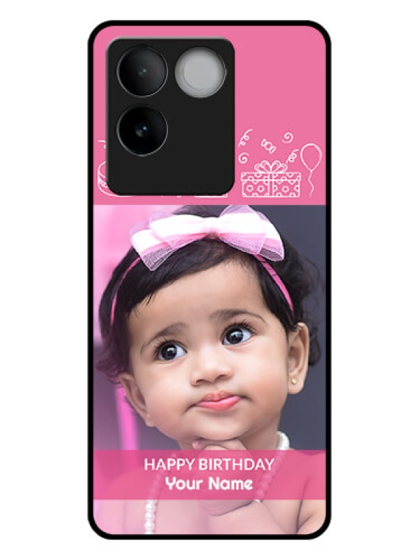 Custom Vivo T2 Pro 5G Custom Glass Phone Case - With Birthday Line Art Design