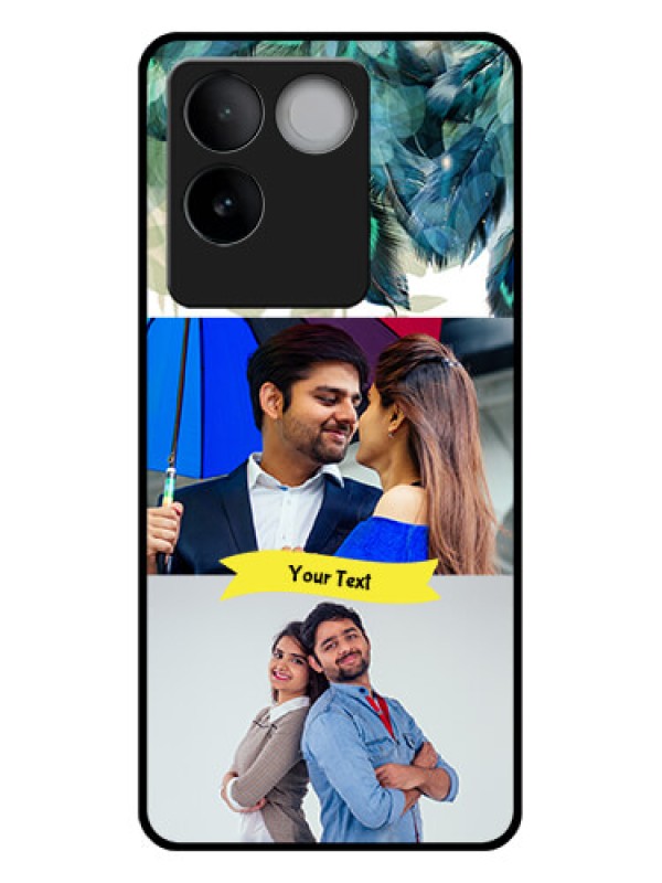 Custom Vivo T2 Pro 5G Custom Glass Phone Case - Image With Boho Peacock Feather Design