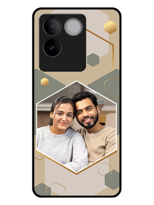 Custom Vivo T2 Pro 5G Custom Glass Phone Case - Stylish Hexagon Pattern Design