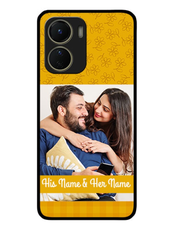 Custom Vivo T2x 5G Custom Glass Mobile Case - Yellow Floral Design