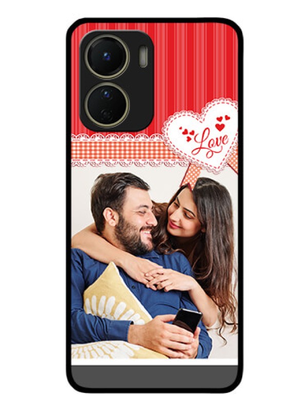 Custom Vivo T2x 5G Custom Glass Mobile Case - Red Love Pattern Design