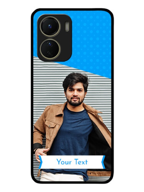 Custom Vivo T2x 5G Photo Printing on Glass Case - Simple Blue Color Design