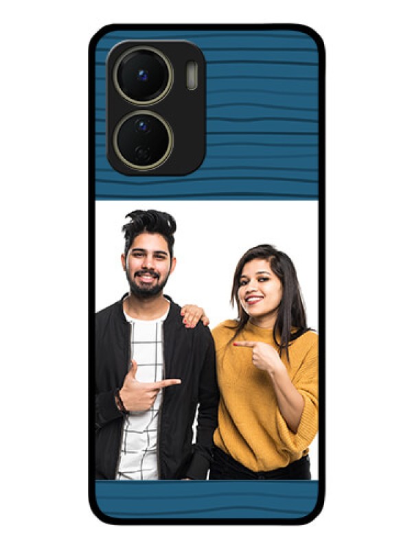 Custom Vivo T2x 5G Custom Glass Phone Case - Blue Pattern Cover Design