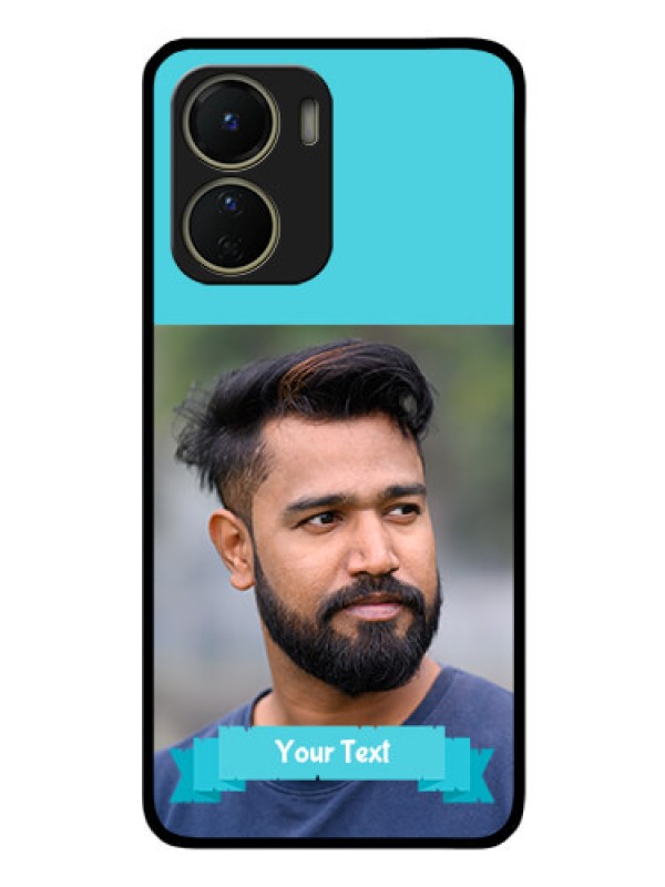 Custom Vivo T2x 5G Personalized Glass Phone Case - Simple Blue Color Design