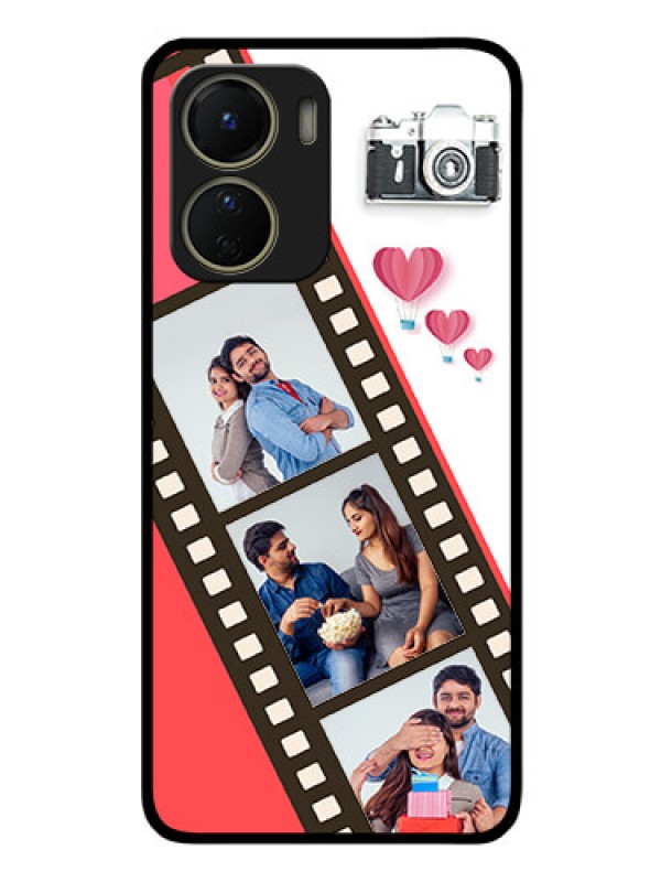 Custom Vivo T2x 5G Personalized Glass Phone Case - 3 Image Holder with Film Reel