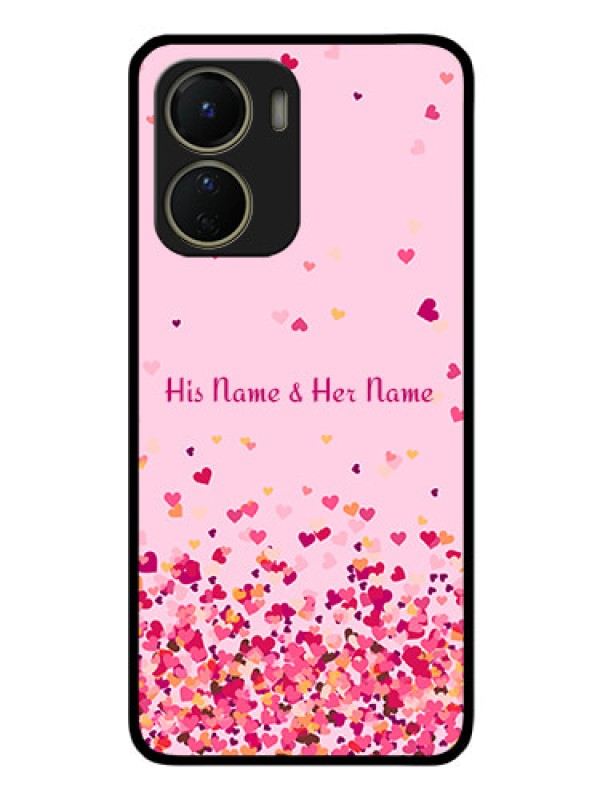 Custom Vivo T2X 5G Photo Printing on Glass Case - Floating Hearts Design