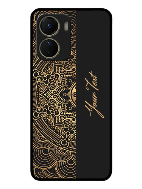 Custom Vivo T2X 5G Photo Printing on Glass Case - Mandala art with custom text Design