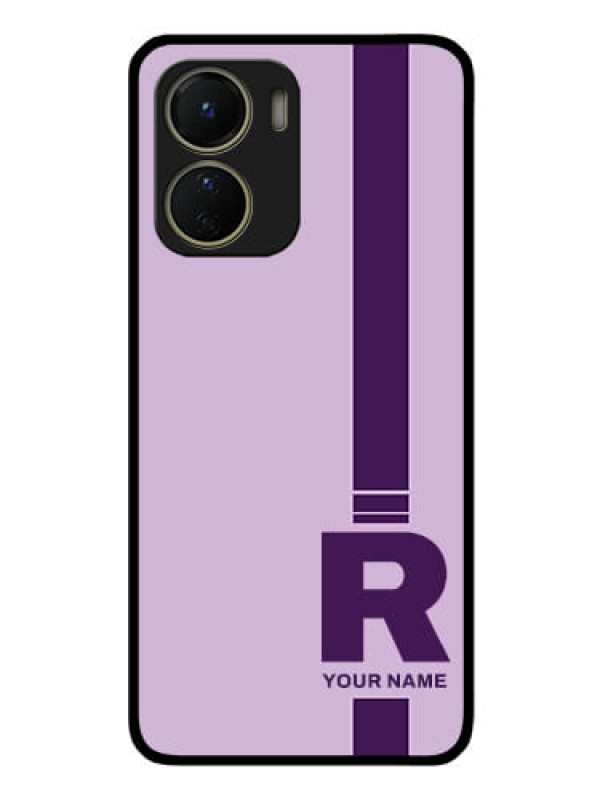Custom Vivo T2X 5G Photo Printing on Glass Case - Simple dual tone stripe with name Design