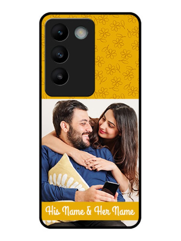 Custom Vivo T3 5G Custom Glass Phone CaseYellow Floral Design