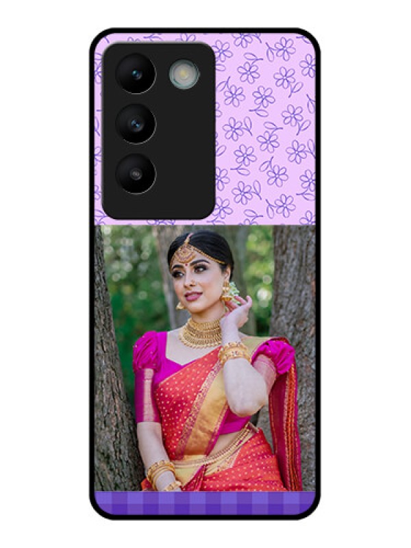 Custom Vivo T3 5G Custom Glass Phone CasePurple Floral Design