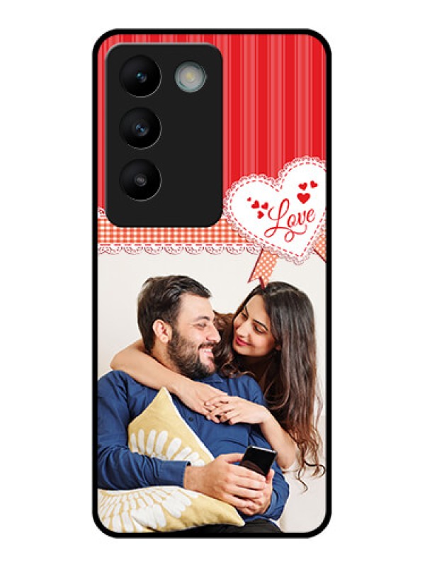 Custom Vivo T3 5G Custom Glass Phone CaseRed Love Pattern Design