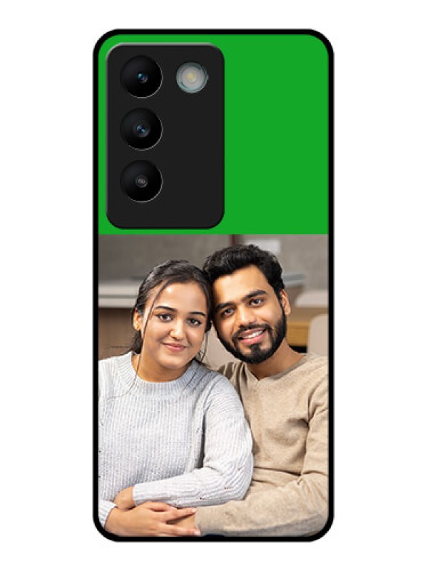 Custom Vivo T3 5G Custom Glass Phone CaseGreen Pattern Design