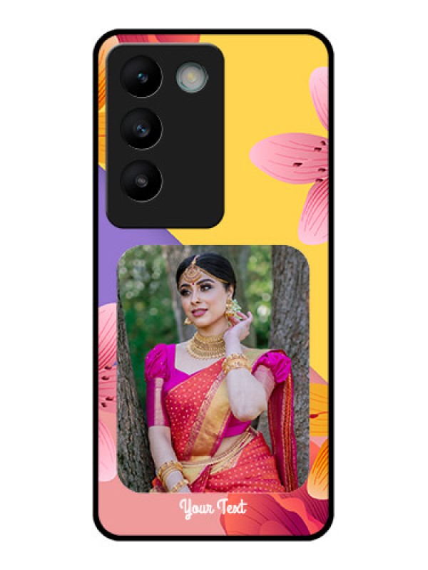 Custom Vivo T3 5G Custom Glass Phone Case3 Image With Vintage Floral Design