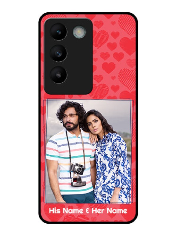Custom Vivo T3 5G Custom Glass Phone CaseWith Red Heart Symbols Design
