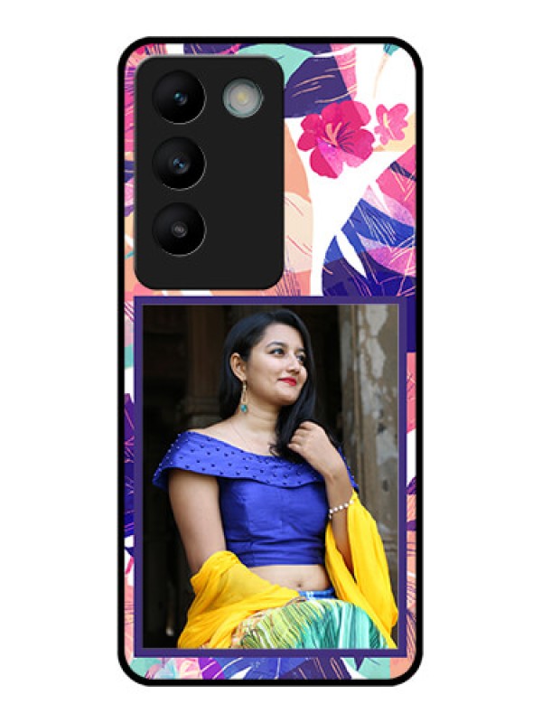 Custom Vivo T3 5G Custom Glass Phone CaseAbstract Floral Design