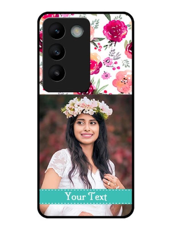 Custom Vivo T3 5G Custom Glass Phone CaseWater Colors Floral Design