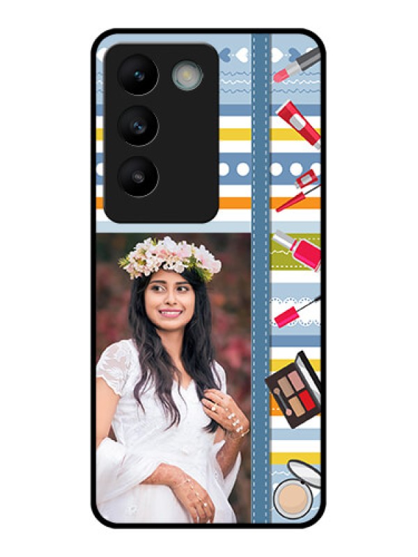 Custom Vivo T3 5G Custom Glass Phone CaseMakeup Icons Design