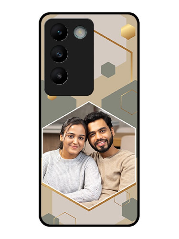 Custom Vivo T3 5G Custom Glass Phone CaseStylish Hexagon Pattern Design