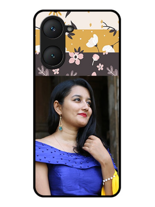 Custom Vivo T3 Lite 5G Custom Glass Phone Case - Stylish Floral Design