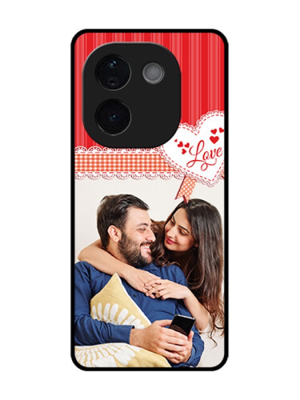 Custom Vivo T3 Pro 5G Custom Glass Phone CaseRed Love Pattern Design