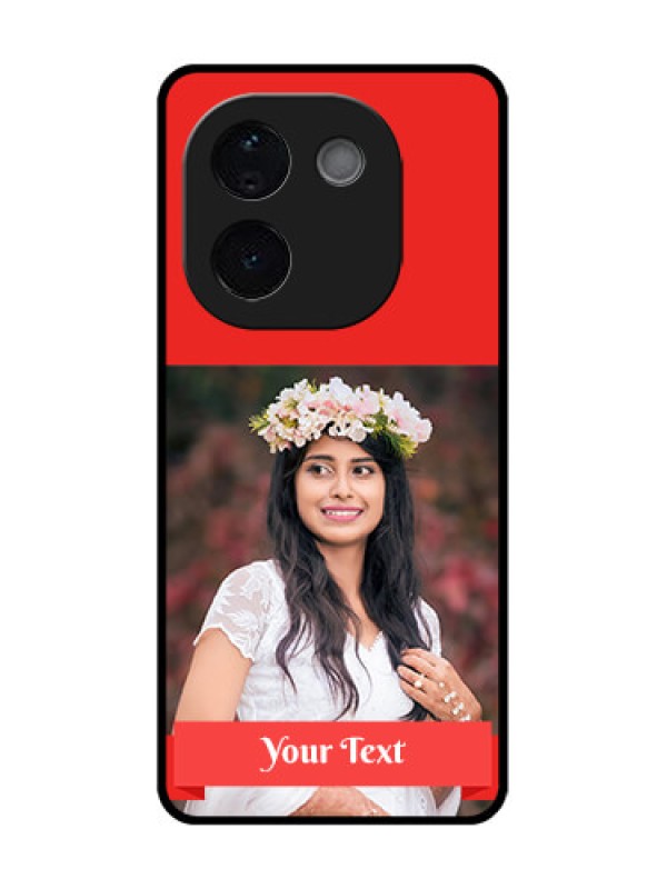 Custom Vivo T3 Pro 5G Custom Glass Phone CaseSimple Red Color Design